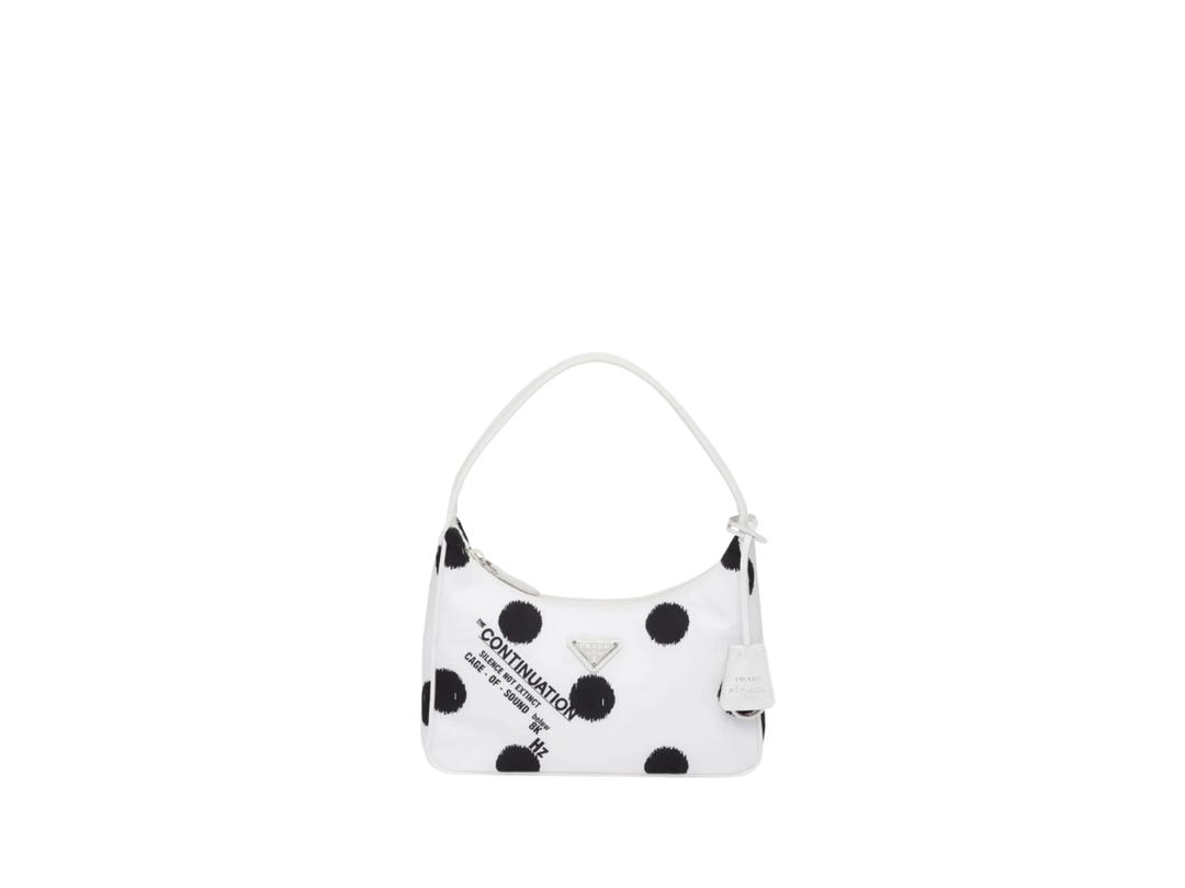 Prada Prada Polka Dot Tessuto Nylon Re-Edition 2000 Mini Bag White