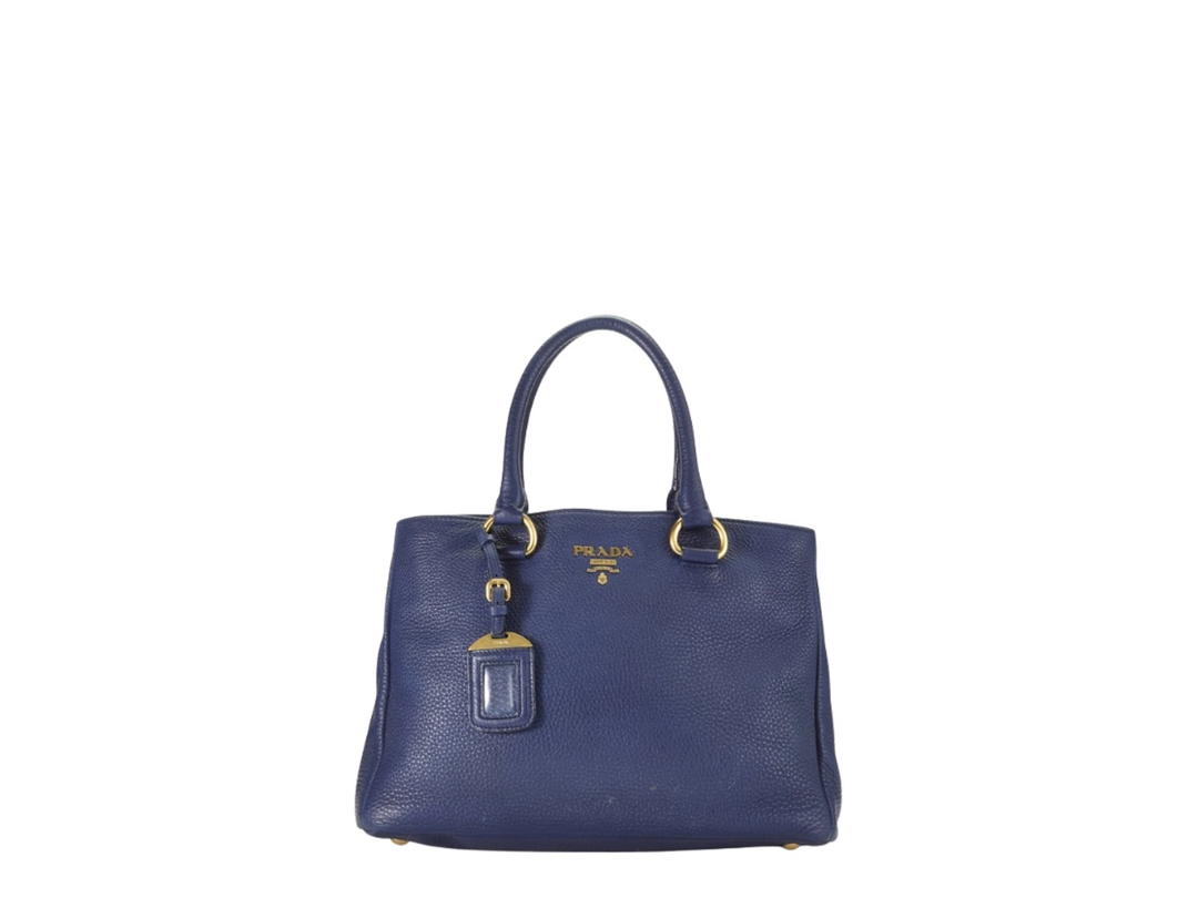 Prada Prada Vitello Daino Convertible Tote Navy