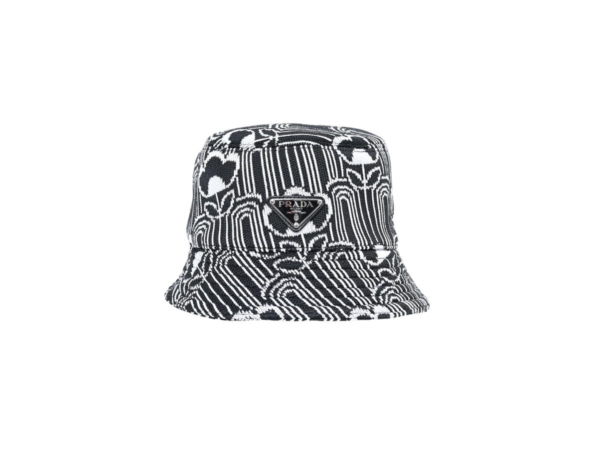 Prada Prada Triangle Bucket Hat Black White