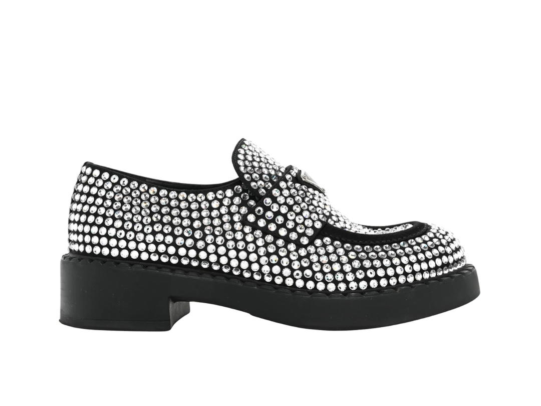 Prada Prada Satin Crystal Metal Triangle Logo Crystal Black  (W)