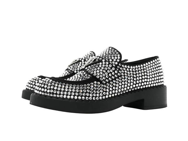 Prada Prada Satin Crystal Metal Triangle Logo Crystal Black  (W) - view 2