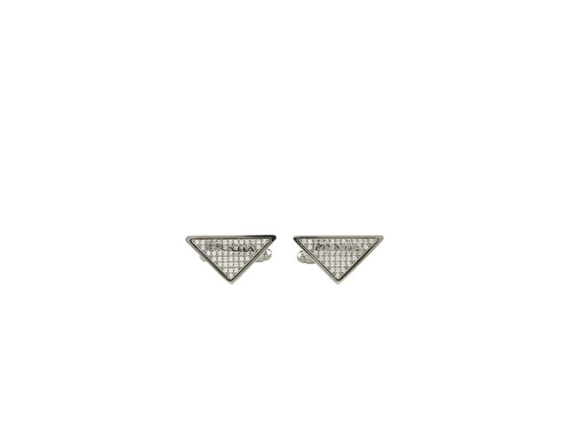 Prada Prada Crystal-Embellished Triangle Logo-Plaque Silver - view 1