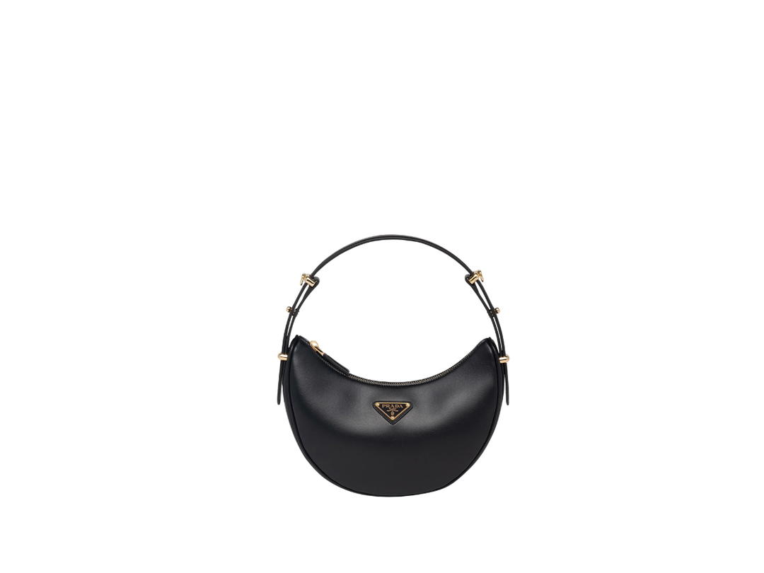 Prada Prada Arqué Small Leather Shoulder Bag Black