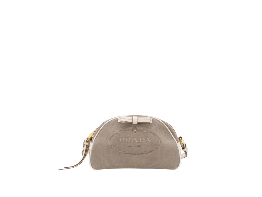 Prada Prada Logo Jacquard Crossbody Bag White