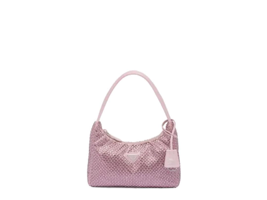 Prada Prada Re-Edition Crystal-Embellished Mini Bag Rose Pink