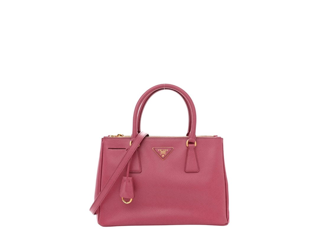 Prada Prada Saffiano Small Galleria Double Zip Tote Peonia