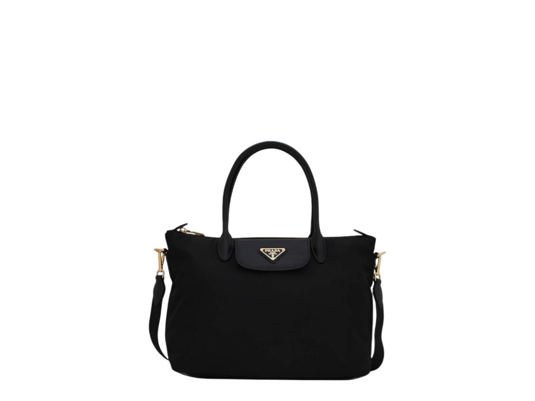 Prada Prada Tessuto Saffiano Leather Shopping Tote Bag Black