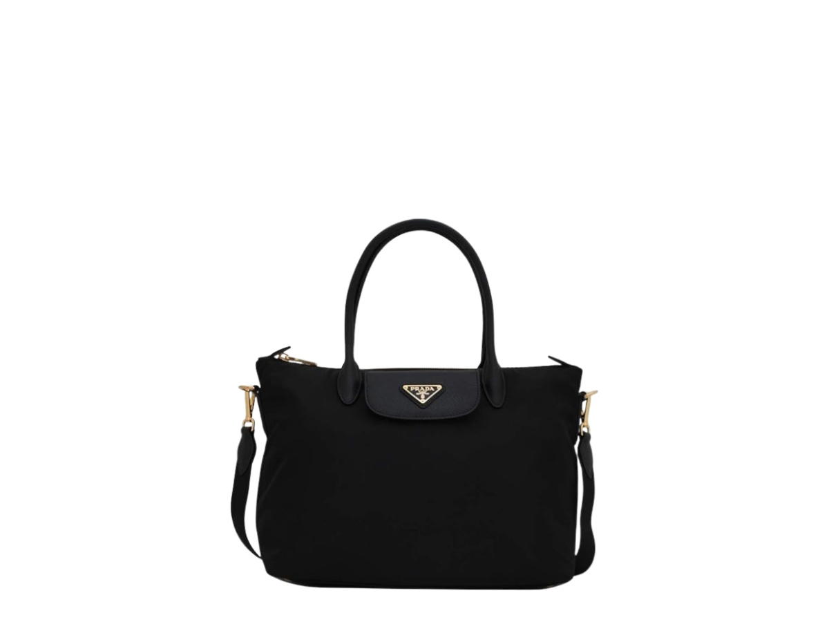 Prada Prada Tessuto Saffiano Leather Shopping Tote Bag Black