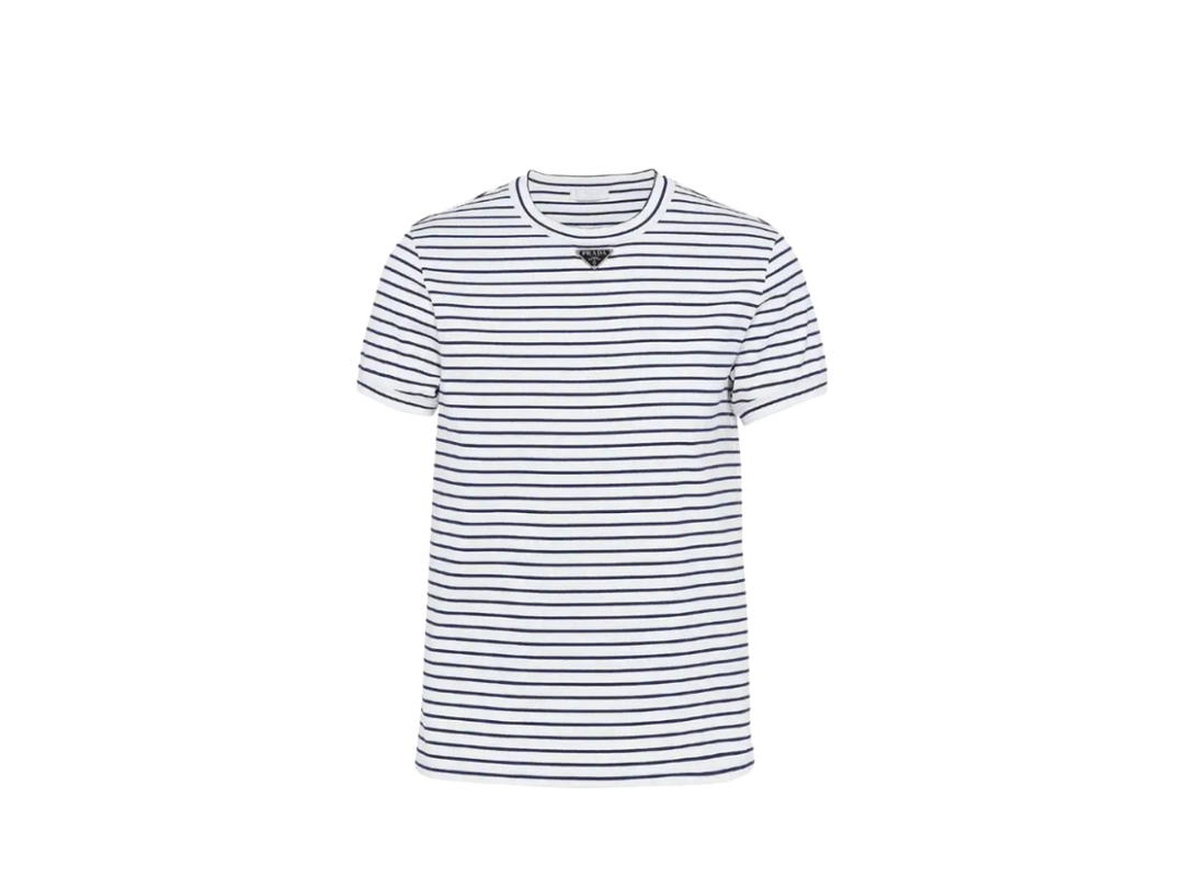 Prada Prada Triangle-logo Striped T-shirt Black White