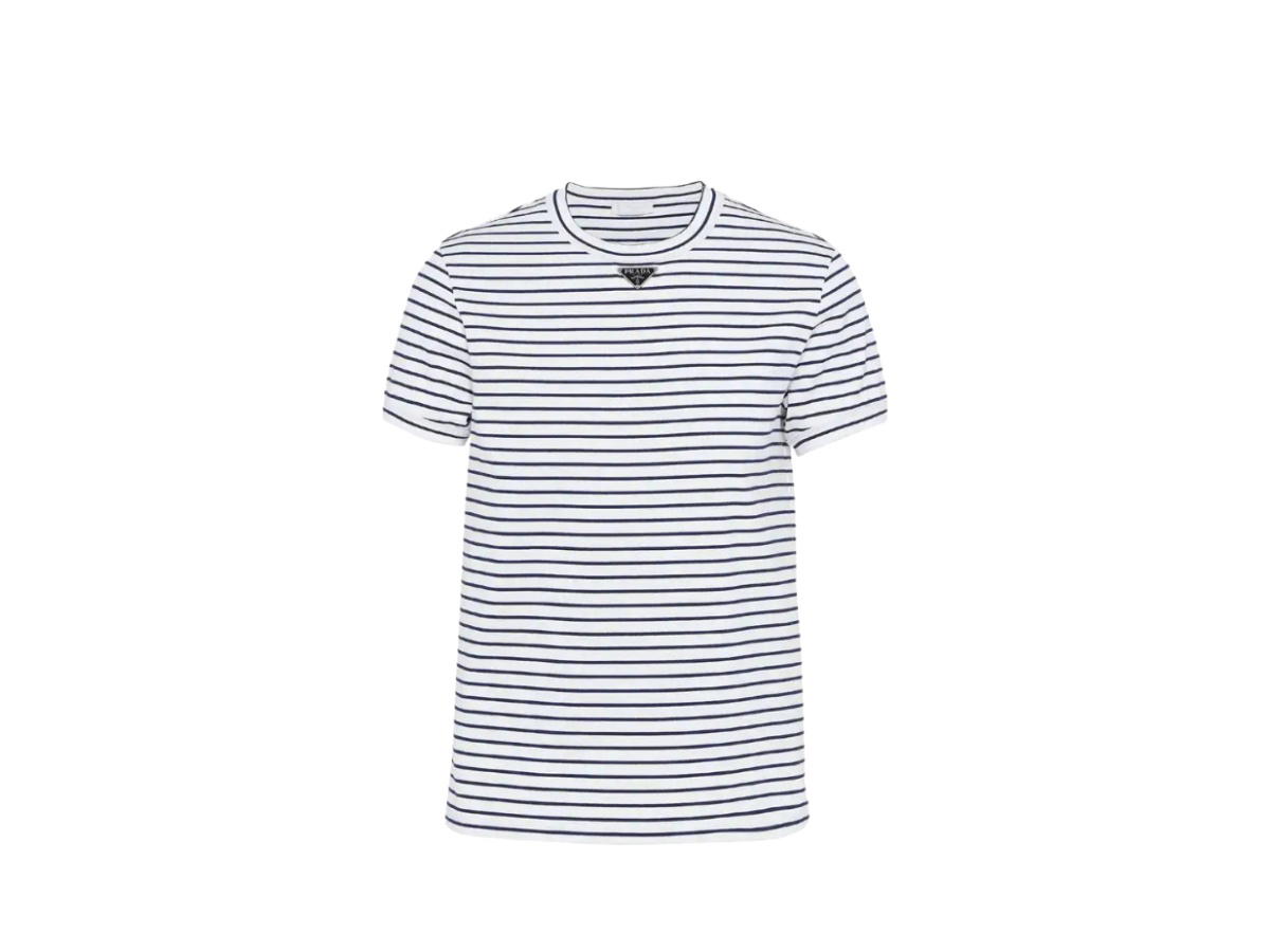 Prada Prada Triangle-logo Striped T-shirt Black White
