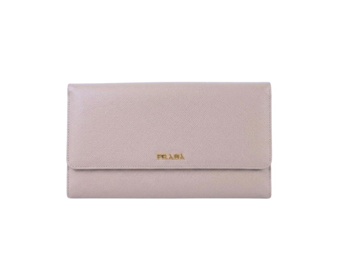 Prada Prada Saffiano Leather Long Wallet Beige