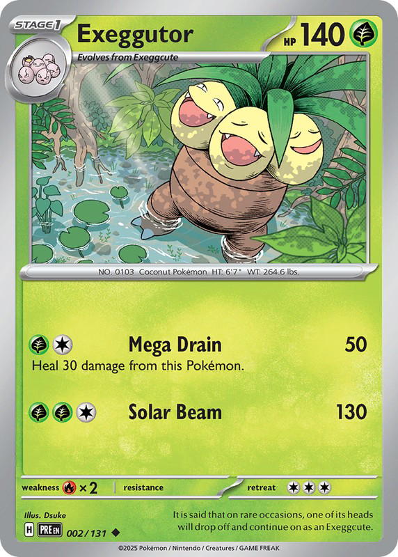 Pokemon Pokemon Exeggutor U [PRE 002/131] Scarlet & Violet "Prismatic Evolutions" (EN)