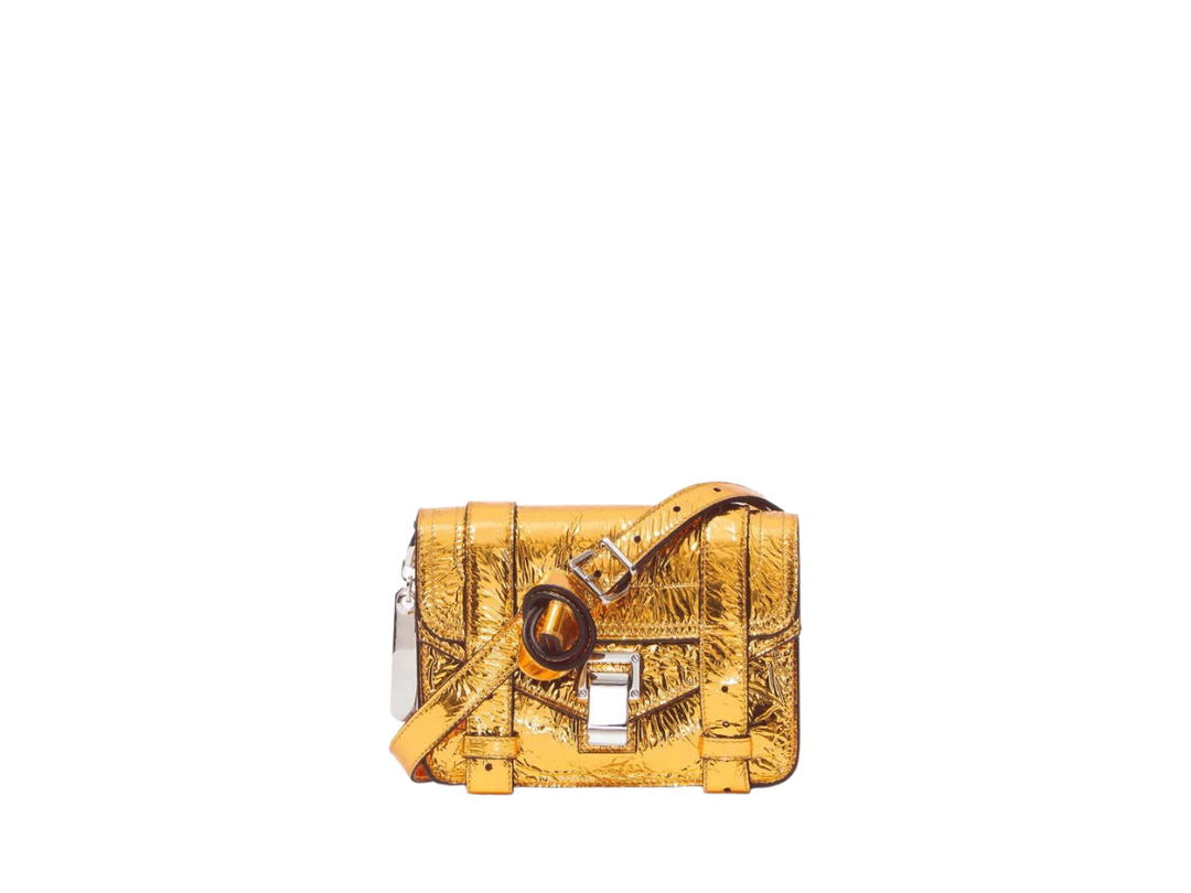Proenza Schouler Proenza Schouler Metallic PS1 Mini Crossbody Bag In Leather With Logo-Engraved Charm Gold