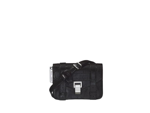 Proenza Schouler Proenza Schouler PS1 Mini Crossbody Bag In Crinkled Patent Leather With Logo-Engraved Charm Black - view 1