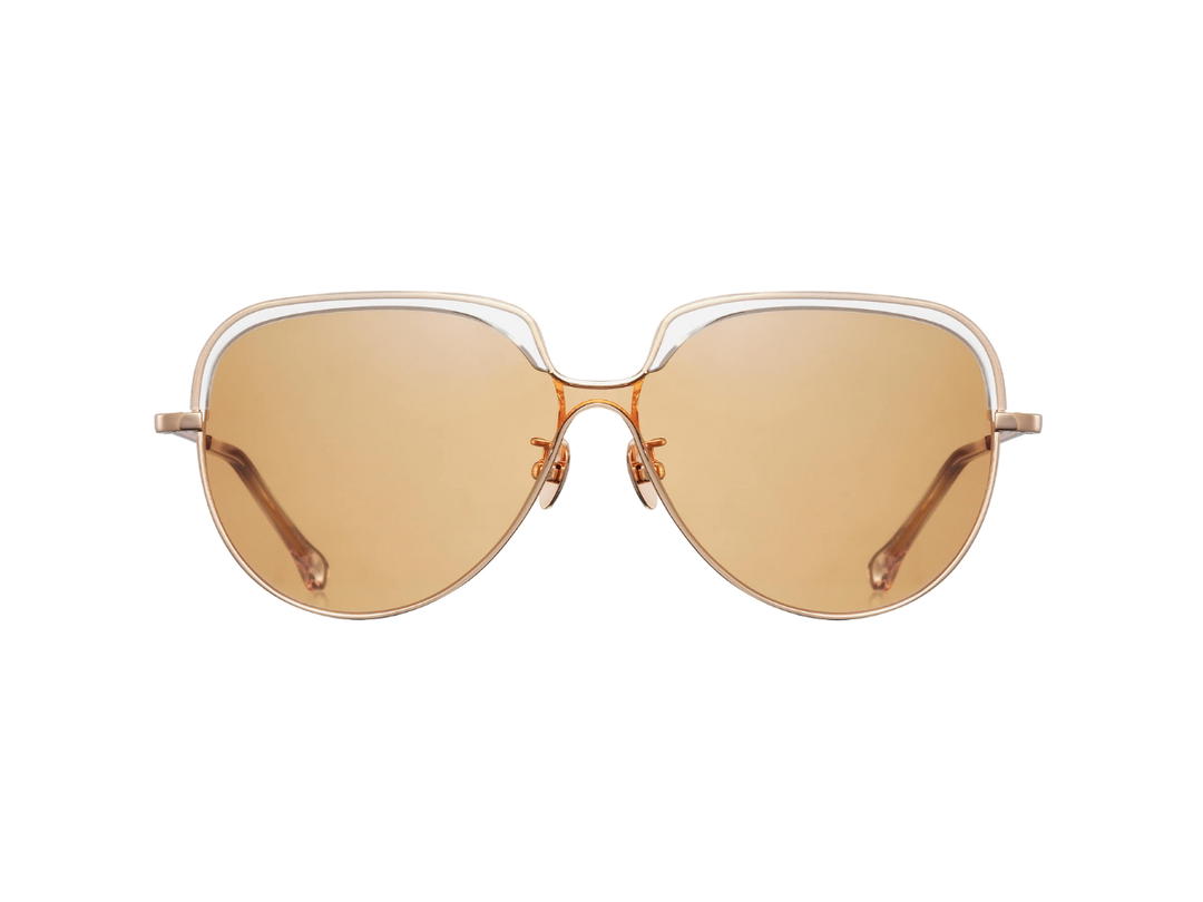 Projekt Produkt Projekt Produkt FN-1-C00PG Sunglasses In Clear-Pink Gold Acetate-Titanium Frame With Brown Lenses