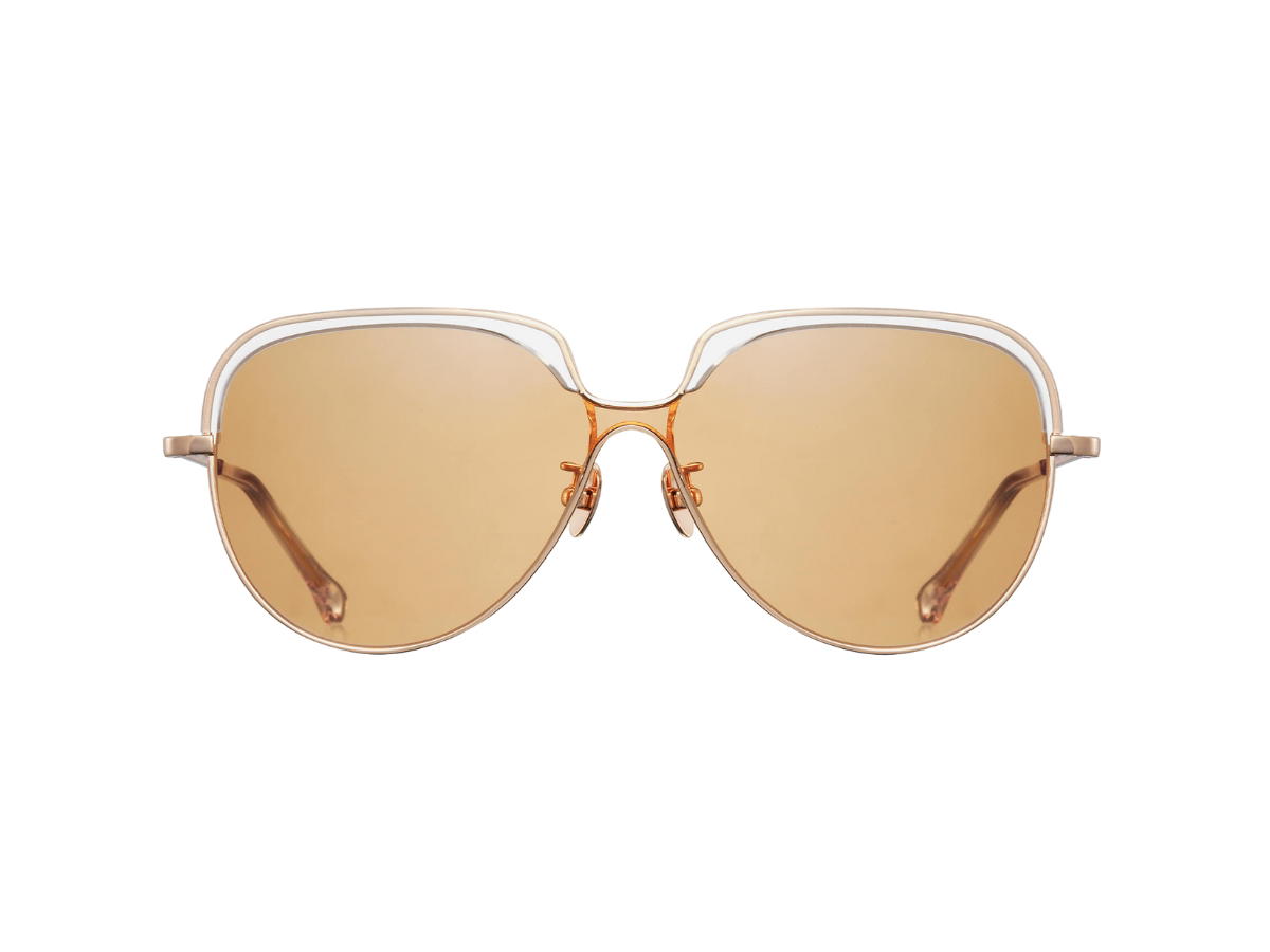 Projekt Produkt Projekt Produkt FN-1-C00PG Sunglasses In Clear-Pink Gold Acetate-Titanium Frame With Brown Lenses