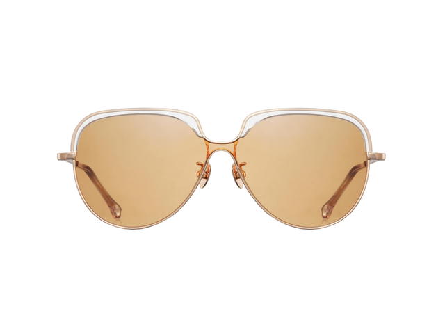 Projekt Produkt Projekt Produkt FN-1-C00PG Sunglasses In Clear-Pink Gold Acetate-Titanium Frame With Brown Lenses - view 1