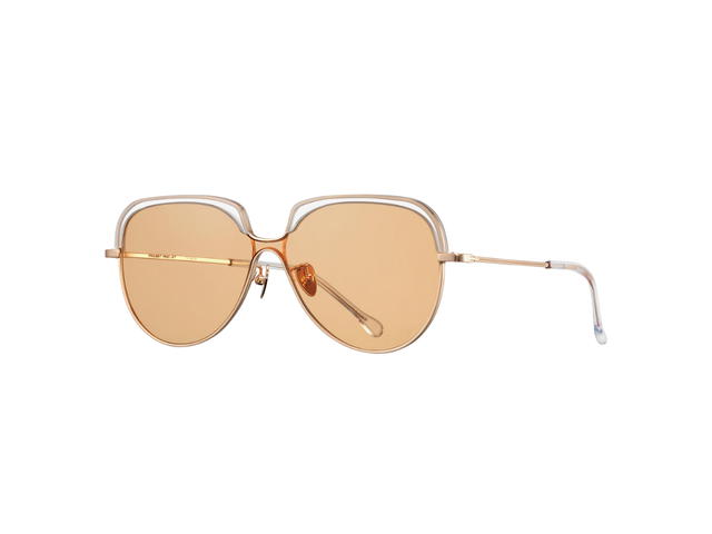 Projekt Produkt Projekt Produkt FN-1-C00PG Sunglasses In Clear-Pink Gold Acetate-Titanium Frame With Brown Lenses - view 2