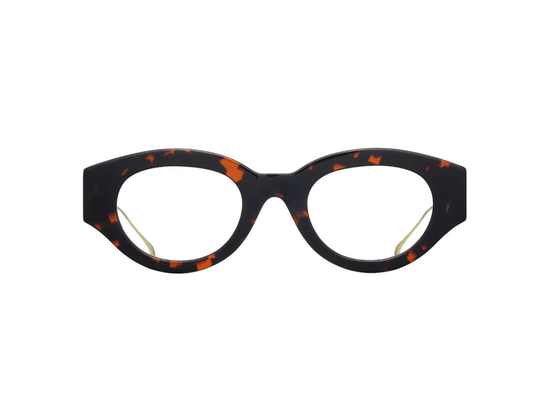 Projekt Produkt Projekt Produkt FN-18-C03G Glasses In Leopard-Gold Acetate-Titanium Frame With Clear Lenses