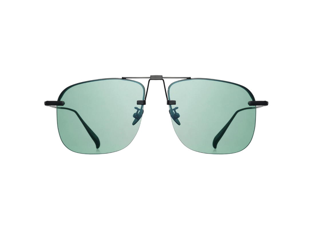 Projekt Produkt Projekt Produkt FN-3-CBK Sunglasses In Black Titanium Frame With Green Tint Lenses
