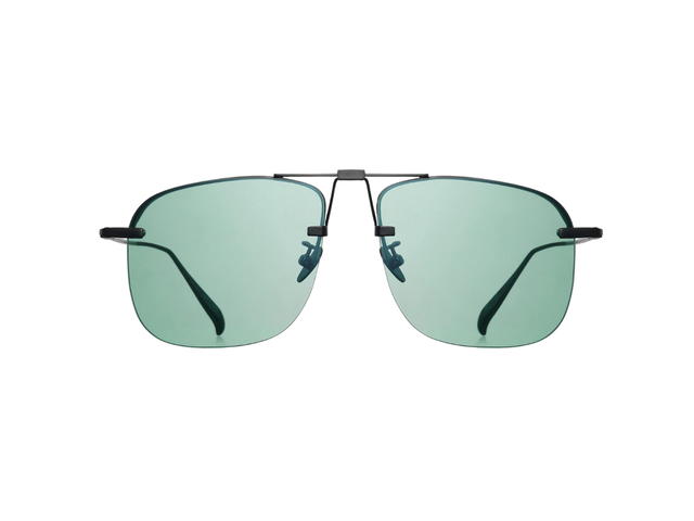 Projekt Produkt Projekt Produkt FN-3-CBK Sunglasses In Black Titanium Frame With Green Tint Lenses - view 1