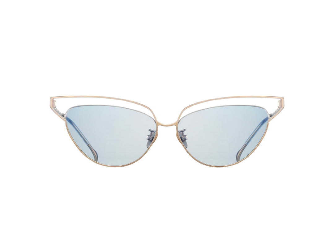 Projekt Produkt Projekt Produkt FN-CC4-C00PG Sunglasses In Clear-Pink Gold Acetate-Titanium Frame With Blue Tint Lenses