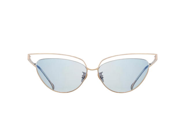 Projekt Produkt Projekt Produkt FN-CC4-C00PG Sunglasses In Clear-Pink Gold Acetate-Titanium Frame With Blue Tint Lenses - view 1