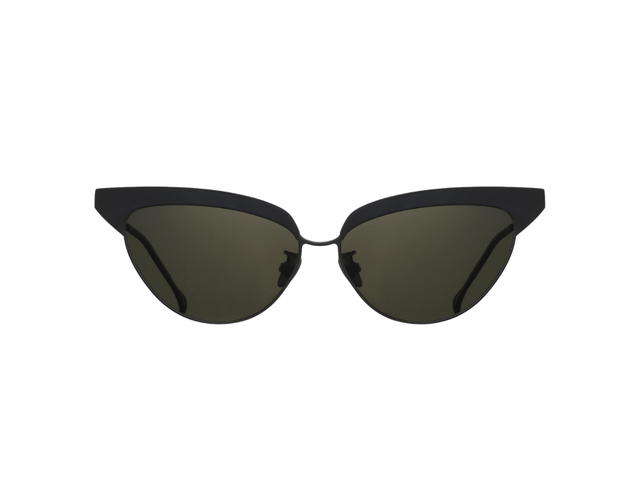 Projekt Produkt Projekt Produkt FN-CC4-C01BK Sunglasses In Black Acetate-Titanium Frame With Green Lenses - view 1