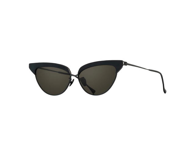 Projekt Produkt Projekt Produkt FN-CC4-C01BK Sunglasses In Black Acetate-Titanium Frame With Green Lenses - view 2