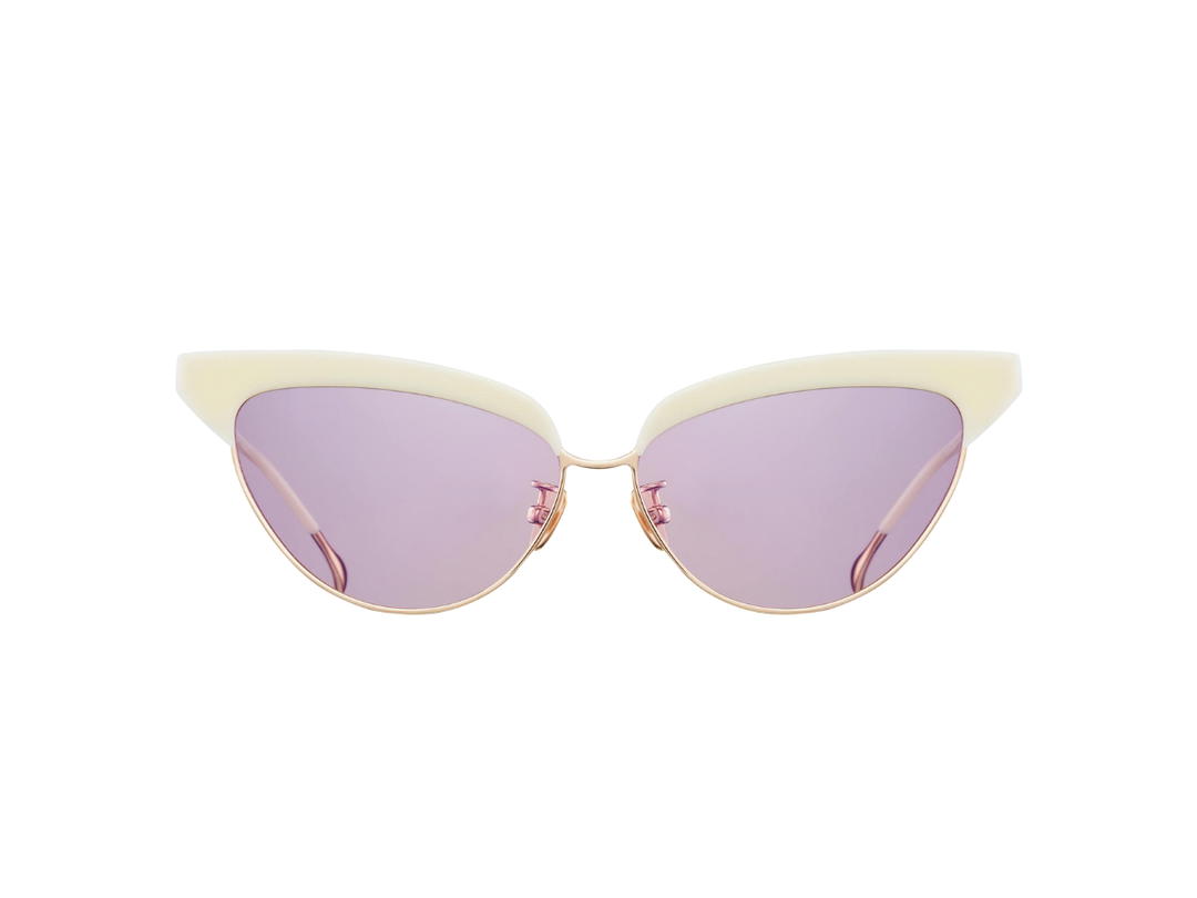 Projekt Produkt Projekt Produkt FN-CC4-C17PG Sunglasses In Ivory-Pink Gold Acetate-Titanium Frame With Violet Tint Lenses