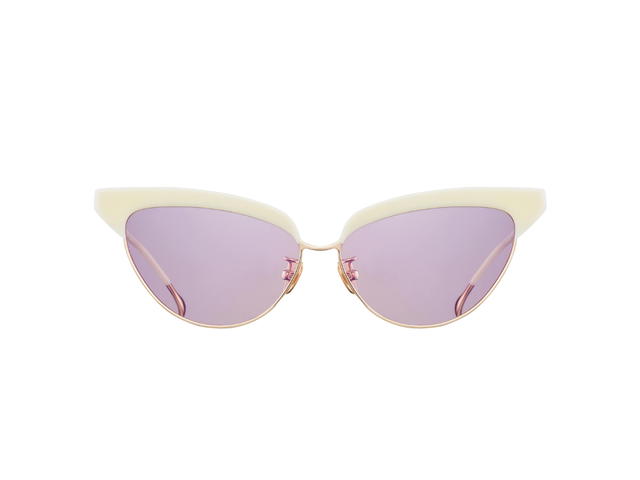 Projekt Produkt Projekt Produkt FN-CC4-C17PG Sunglasses In Ivory-Pink Gold Acetate-Titanium Frame With Violet Tint Lenses - view 1