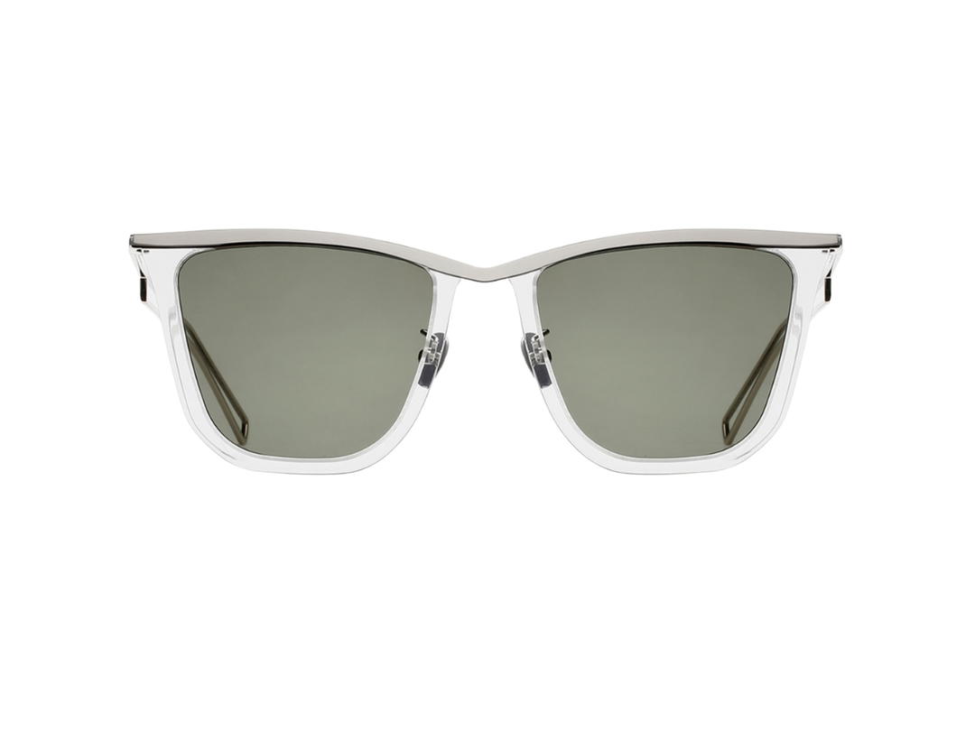Projekt Produkt Projekt Produkt RP-04-C00WG Sunglasses In Clear-White Gold Acetate-Stainless Steel Frame With Green Lenses