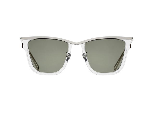 Projekt Produkt Projekt Produkt RP-04-C00WG Sunglasses In Clear-White Gold Acetate-Stainless Steel Frame With Green Lenses - view 1