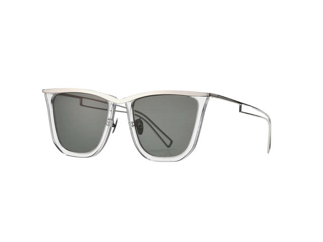 Projekt Produkt Projekt Produkt RP-04-C00WG Sunglasses In Clear-White Gold Acetate-Stainless Steel Frame With Green Lenses - view 2