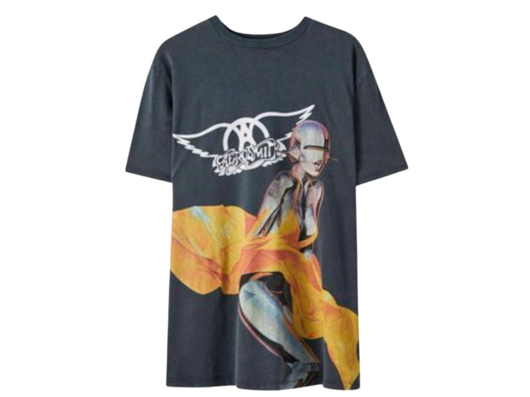 Pull & Bear Pull & Bear Erkek Siyah Aerosmith “Just Push Play” T-Shirt