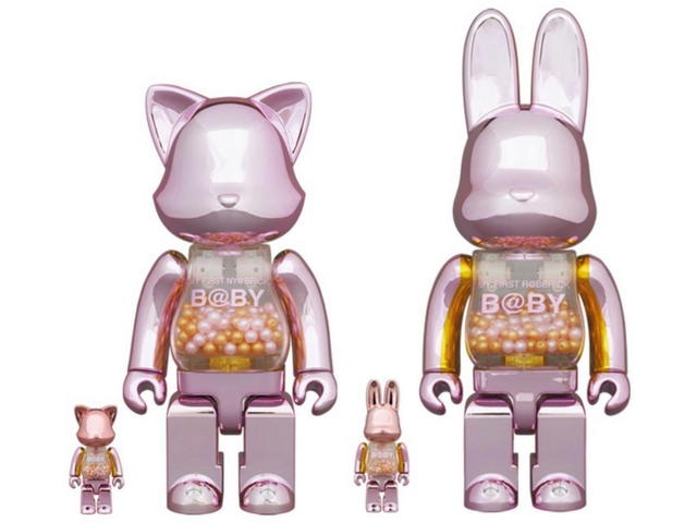 Medicom Toy R@BBRICK & NY@BRICK My Fist Baby Pink Gold Ver. Set 400% + 100% - view 1