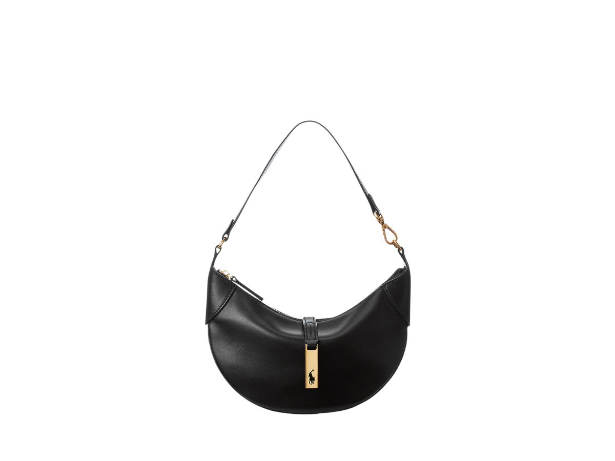 Polo Ralph Lauren Ralph Lauren Polo ID Calfskin Mini Shoulder Bag With Gold-Tone Brass Hardware Black
