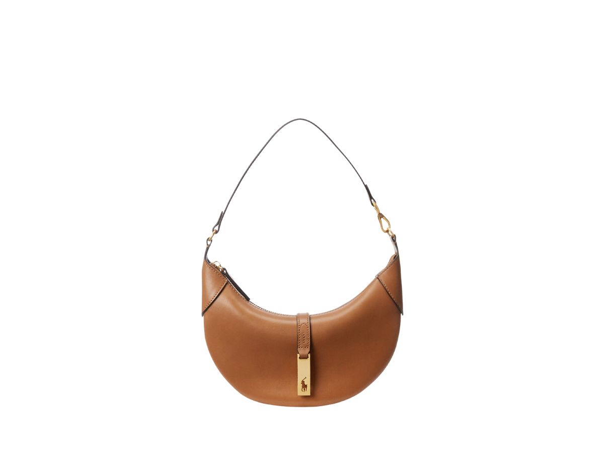 Polo Ralph Lauren Ralph Lauren Polo ID Calfskin Mini Shoulder Bag With Gold-Tone Brass Hardware Tan