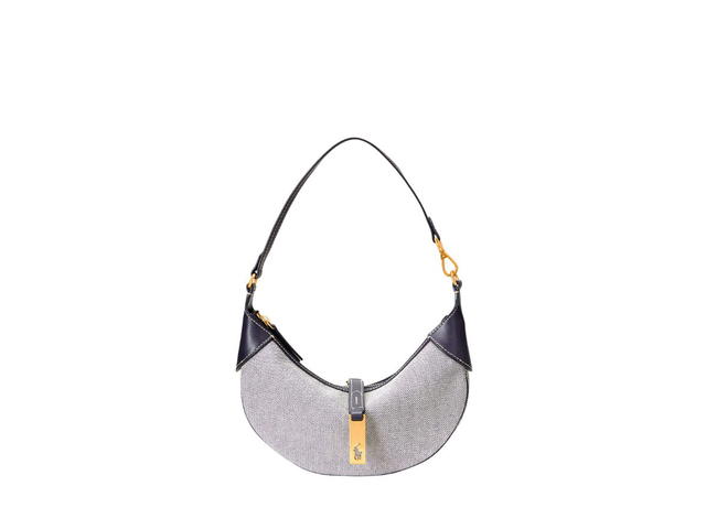 Polo Ralph Lauren Ralph Lauren Polo ID Canvas-Leather Mini Shoulder Bag With Gold-Tone Brass Hardware Navy-Cream - view 1