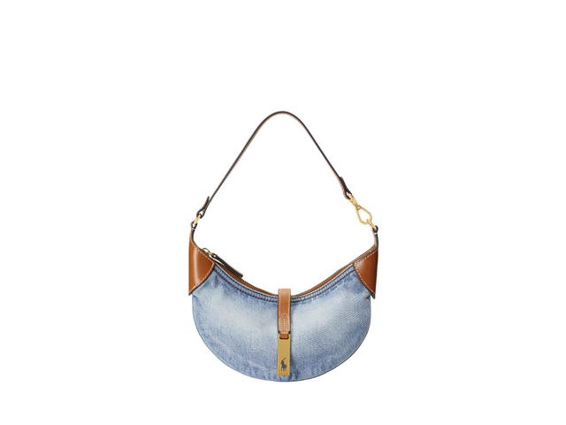 Polo Ralph Lauren Ralph Lauren Polo ID Denim-Leather Mini Shoulder Bag With Gold-Tone Brass Hardware Light Wash - view 1