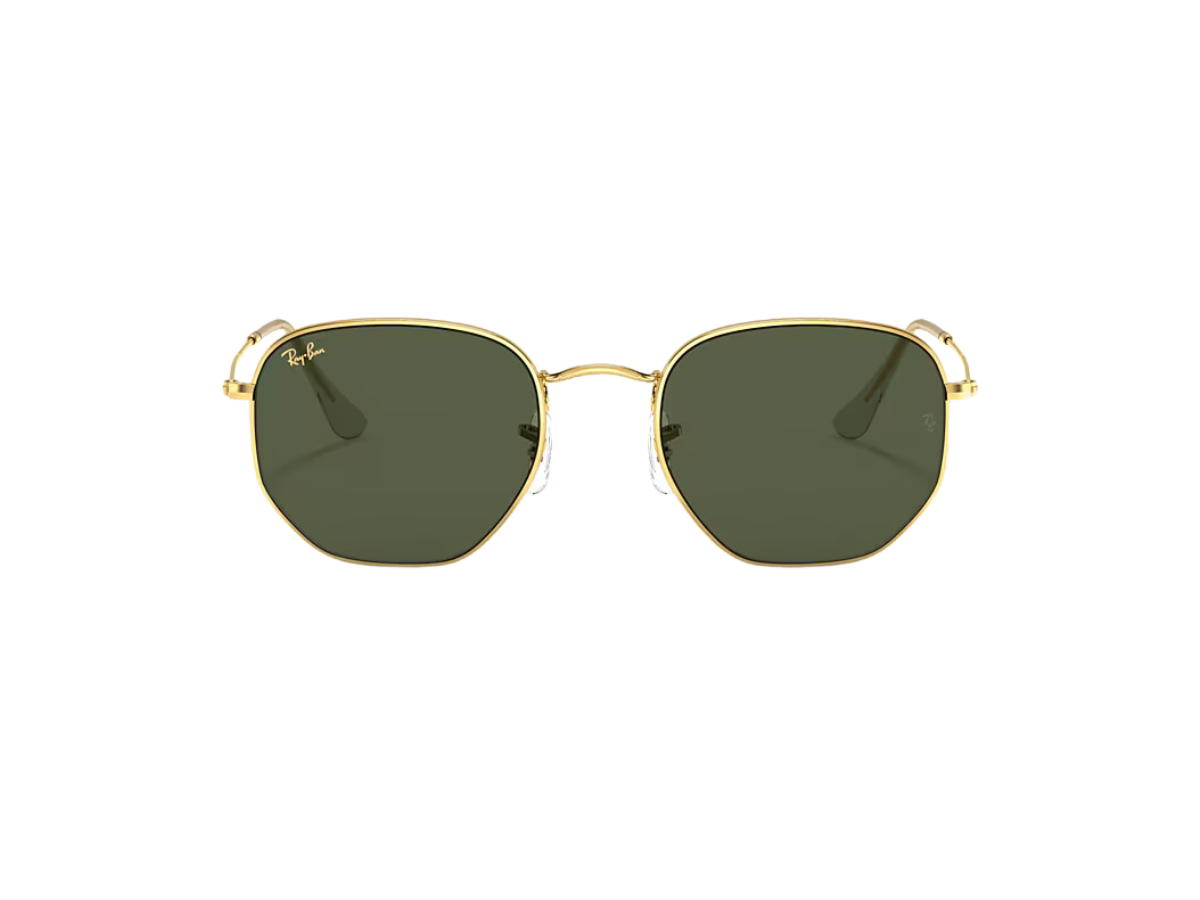 Ray-Ban Ray-Ban Hexagonal In Polished Gold Frame With Green Lenses