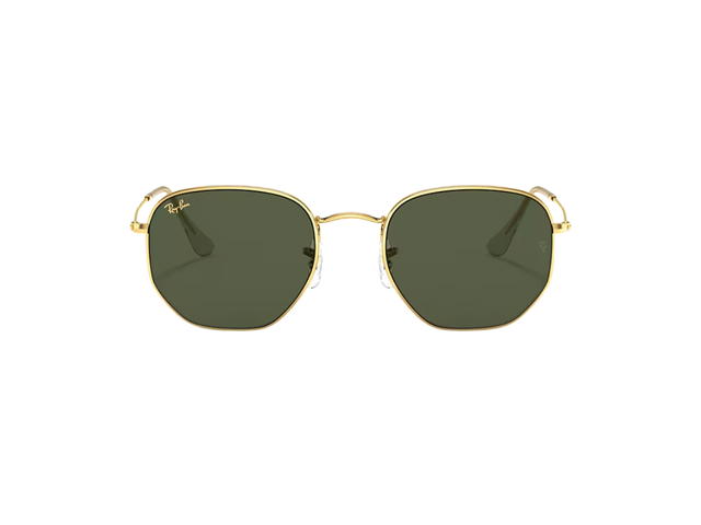 Ray-Ban Ray-Ban Hexagonal In Polished Gold Frame With Green Lenses - view 1