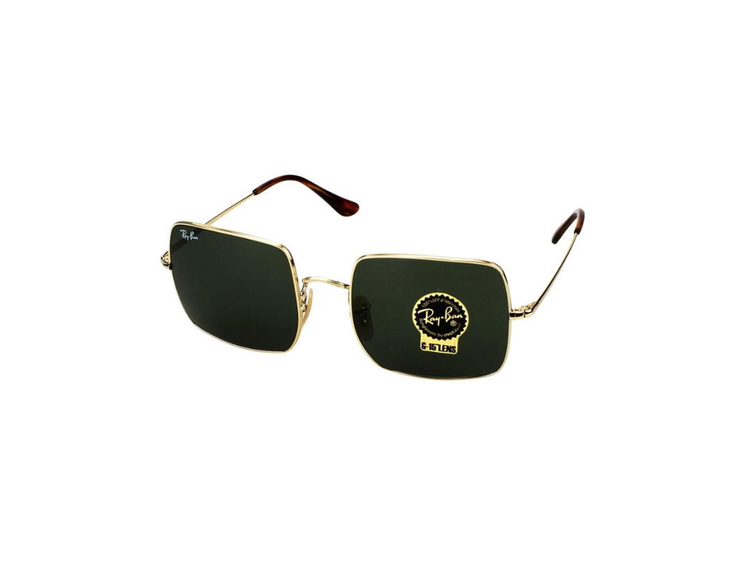 Ray-Ban Ray-Ban RB 1971 Square Sunglasses In Gold Metal Frame With Green Lenses