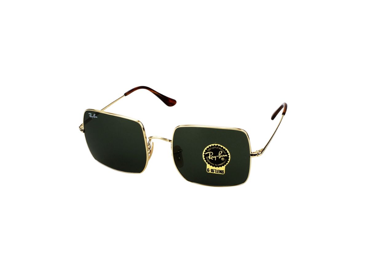 Ray-Ban Ray-Ban RB 1971 Square Sunglasses In Gold Metal Frame With Green Lenses