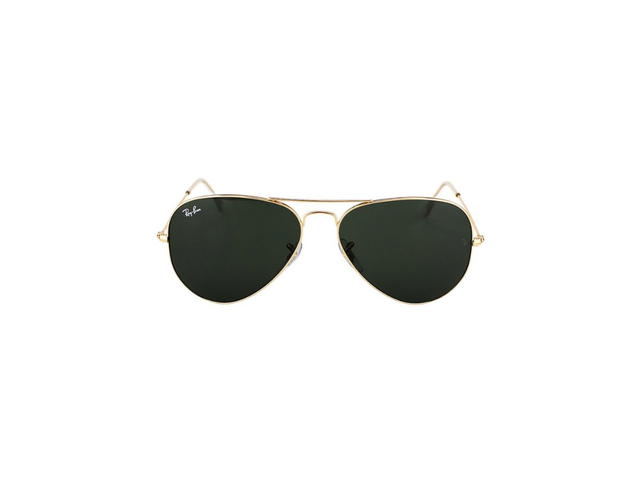 Ray-Ban Ray-Ban RB 3025 Aviator Large Metal Sunglasses In Gold Frame With Green Lenses - view 2