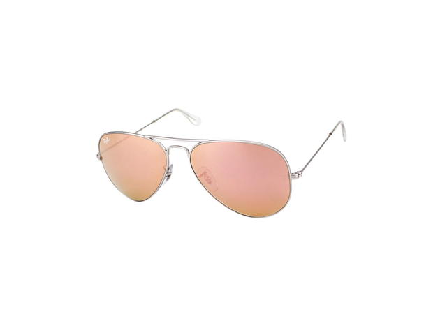 Ray-Ban Ray-Ban RB 3025 Aviator Large Metal Sunglasses In Silver Frame With Pink Mirror Lenses - view 1