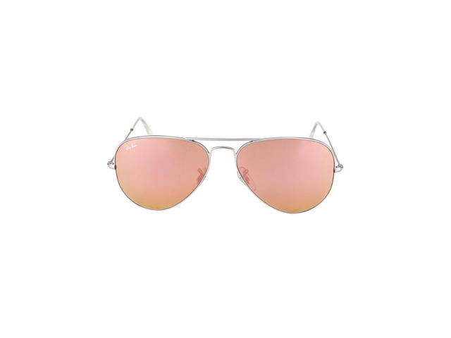 Ray-Ban Ray-Ban RB 3025 Aviator Large Metal Sunglasses In Silver Frame With Pink Mirror Lenses - view 2