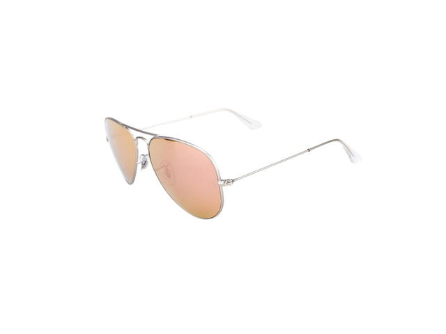 Ray-Ban Ray-Ban RB 3025 Aviator Large Metal Sunglasses In Silver Frame With Pink Mirror Lenses - view 3