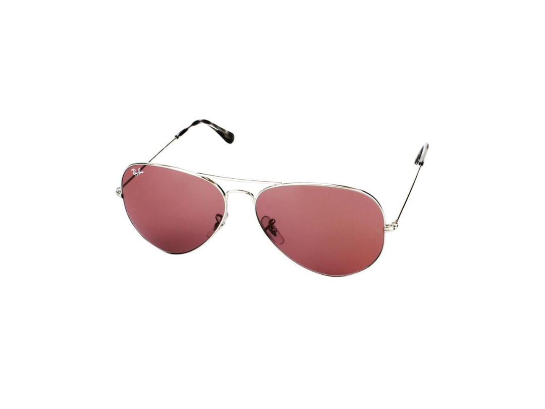 Ray-Ban Ray-Ban RB 3025 Aviator Large Metal Sunglasses In Silver Plastic Frame With Pink Lenses
