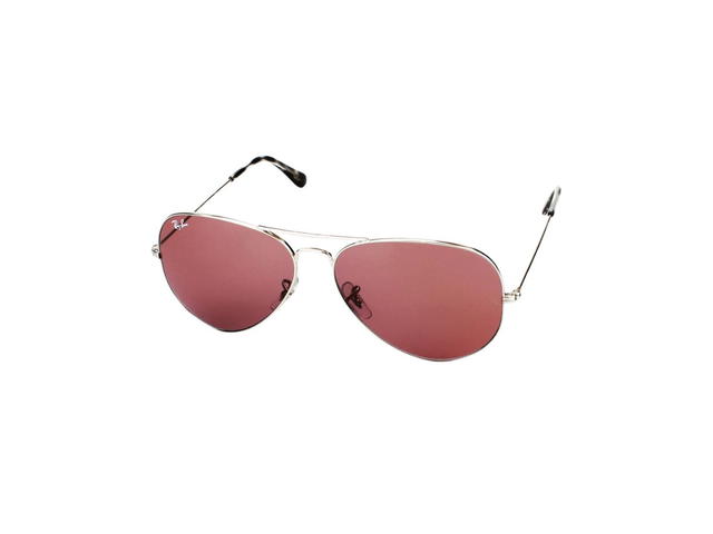 Ray-Ban Ray-Ban RB 3025 Aviator Large Metal Sunglasses In Silver Plastic Frame With Pink Lenses - view 1